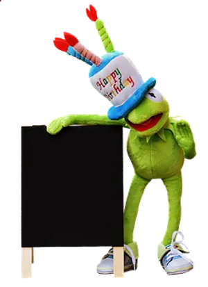 Birthday Celebration Kermitwith Sign PNG