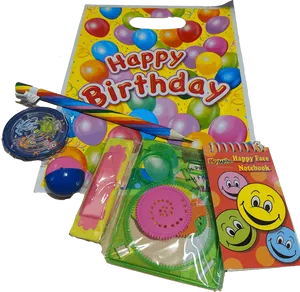 Birthday Party Favor Bag Items PNG Image