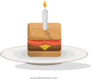 Birthday Sandwich Candle Celebration PNG