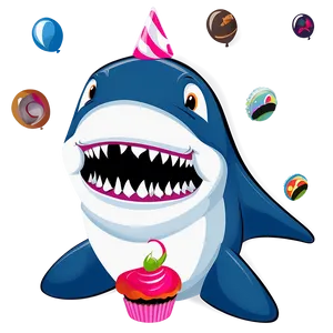 Birthday Shark With Cupcake Png 78 PNG Image