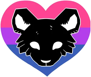 Bisexual Flag Heartwith Cat Silhouette PNG Image