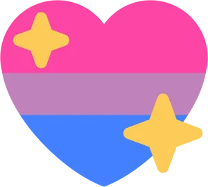 Bisexual Pride Heartwith Stars PNG Image