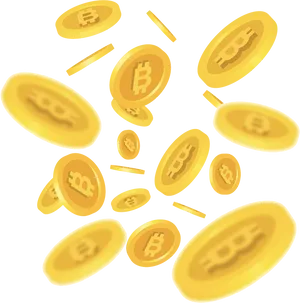 Bitcoin Rain Illustration PNG Image