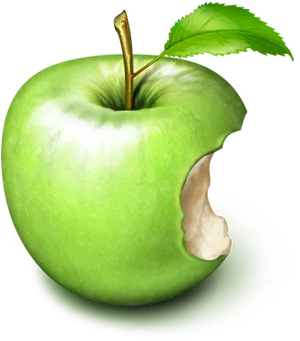 Bitten Green Apple PNG Image