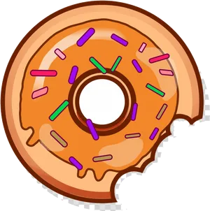 Bitten Sprinkled Donut Illustration PNG Image