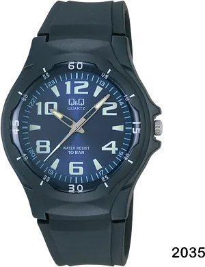 Black Analog Wristwatch10 Bar Water Resist PNG Image