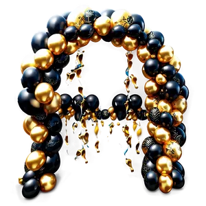 Black And Gold Balloon Arch Png Vpn PNG Image