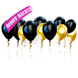 Black And Gold Balloons A PNG Image