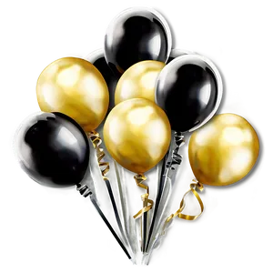 Black And Gold Helium Balloons Png 06132024 PNG Image