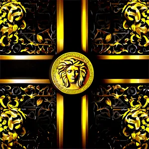 Black And Gold Versace Background Png Mle5 PNG Image