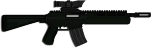 Black Assault Rifle Illustration PNG Image