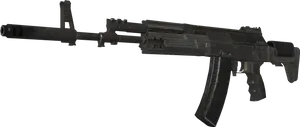 Black Assault Rifle Isolated PNG Image