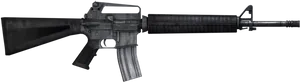 Black Assault Rifle Side View PNG Image