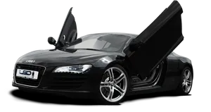 Black Audi R8 With Open Doors PNG Image