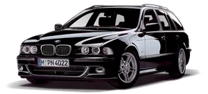 Black B M W5 Series E39 Touring PNG Image