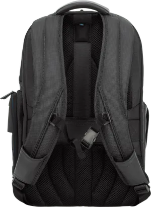 Black Backpack Back View PNG