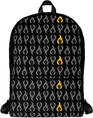 Black Backpack Music Note Pattern PNG Image