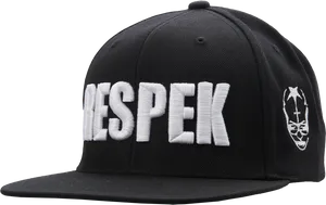 Black Baseball Cap Respek Embroidery PNG Image