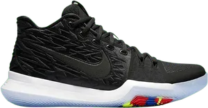 Black Basketball Shoe Multicolor Sole PNG Image