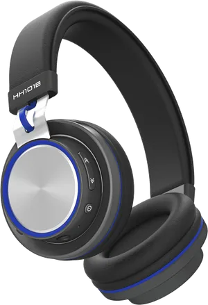 Black Blue Wireless Headphones PNG Image