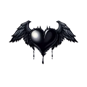 Black Broken Heart With Wings Png 1 PNG Image