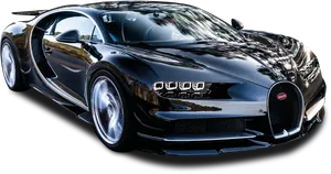 Black Bugatti Chiron Side View PNG Image