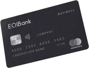 Black Business Debit Card Mockup PNG Image