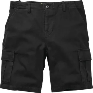 Black Cargo Shorts Product View PNG Image