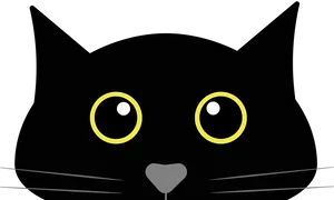 Black Cat Cartoon Portrait PNG Image