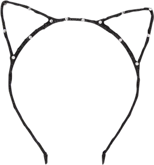 Black Cat Ear Headbandwith Rhinestones PNG Image