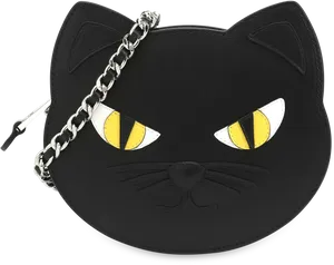 Black Cat Face Purse Design PNG Image