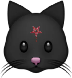 Black Cat Red Pentagram Forehead PNG Image