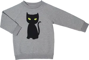 Black Cat Sweatshirt Design PNG Image