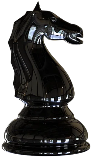 Black Chess Knight Piece PNG Image