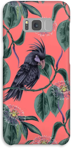 Black Cockatoo Phone Case Design PNG Image