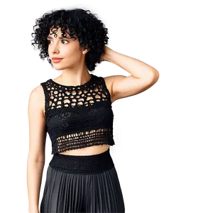 Black Crochet Crop Top Png Tur PNG Image