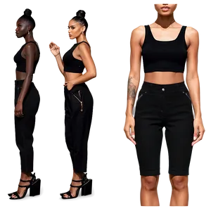 Black Crop Top Outfit Png Bpl22 PNG Image