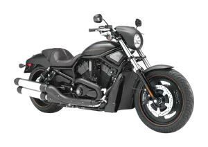 Black Cruiser Motorcycle Profile PNG Image