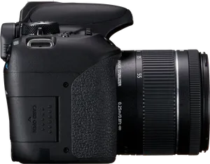 Black D S L R Camera Profile View PNG Image