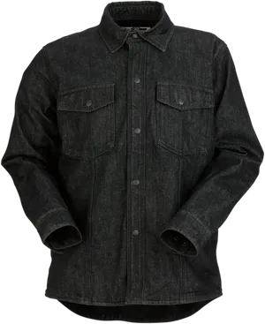 Black Denim Jacket Front View PNG Image