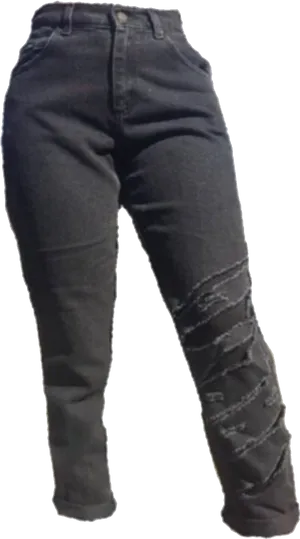 Black Denim Jeans Standing Position PNG Image