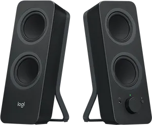 Black Desktop Speakers Logi Brand PNG Image