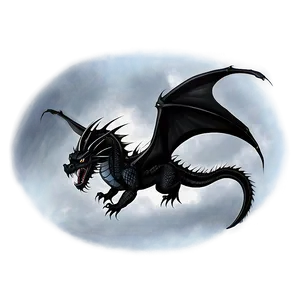 Black Dragon In Stormy Sky Png Mti PNG Image