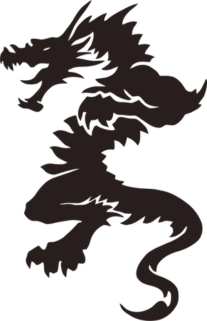 Black Dragon Silhouette Tattoo Design PNG Image