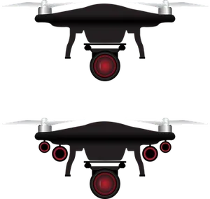 Black Drone Red Lights Graphic PNG Image