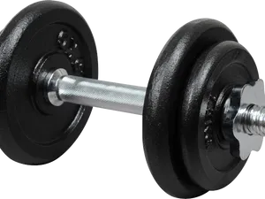 Black Dumbbell Isolated Fitness Equipment PNG Image