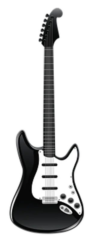 Black Electric Guitar Vector PNG Image