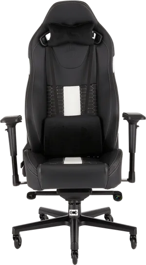 Black Ergonomic Gaming Chair PNG Image