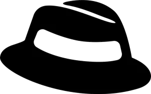 Black Fedora Hat Outline PNG Image