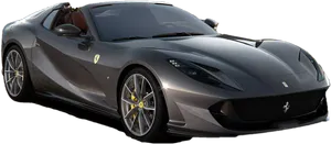 Black Ferrari812 Superfast Side View PNG Image